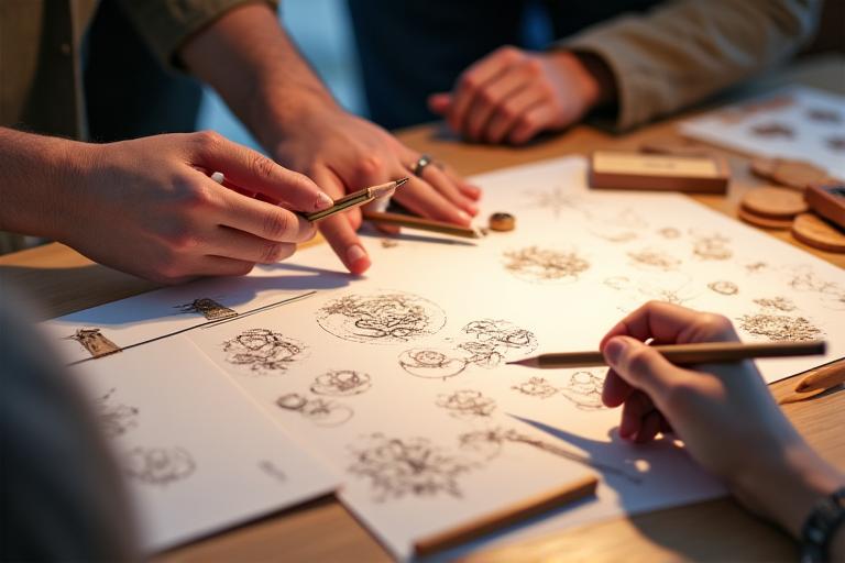 Design consultation with jewelry sketches