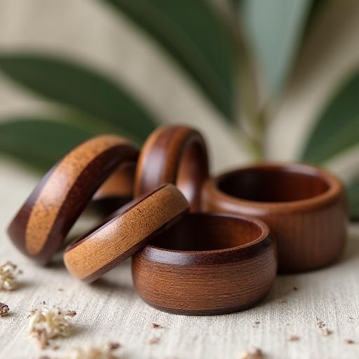 Sustainable wooden wedding bands